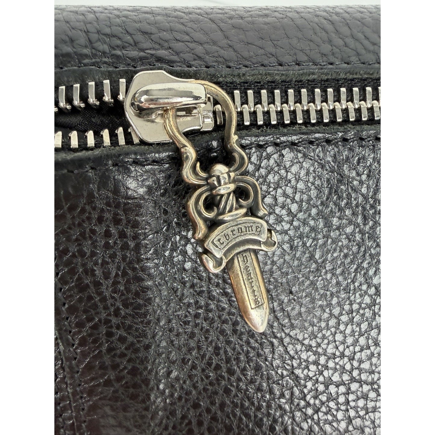 Chrome Hearts Wave Trifold Wallet in Black Leather with Silver-Tone Hardware K2