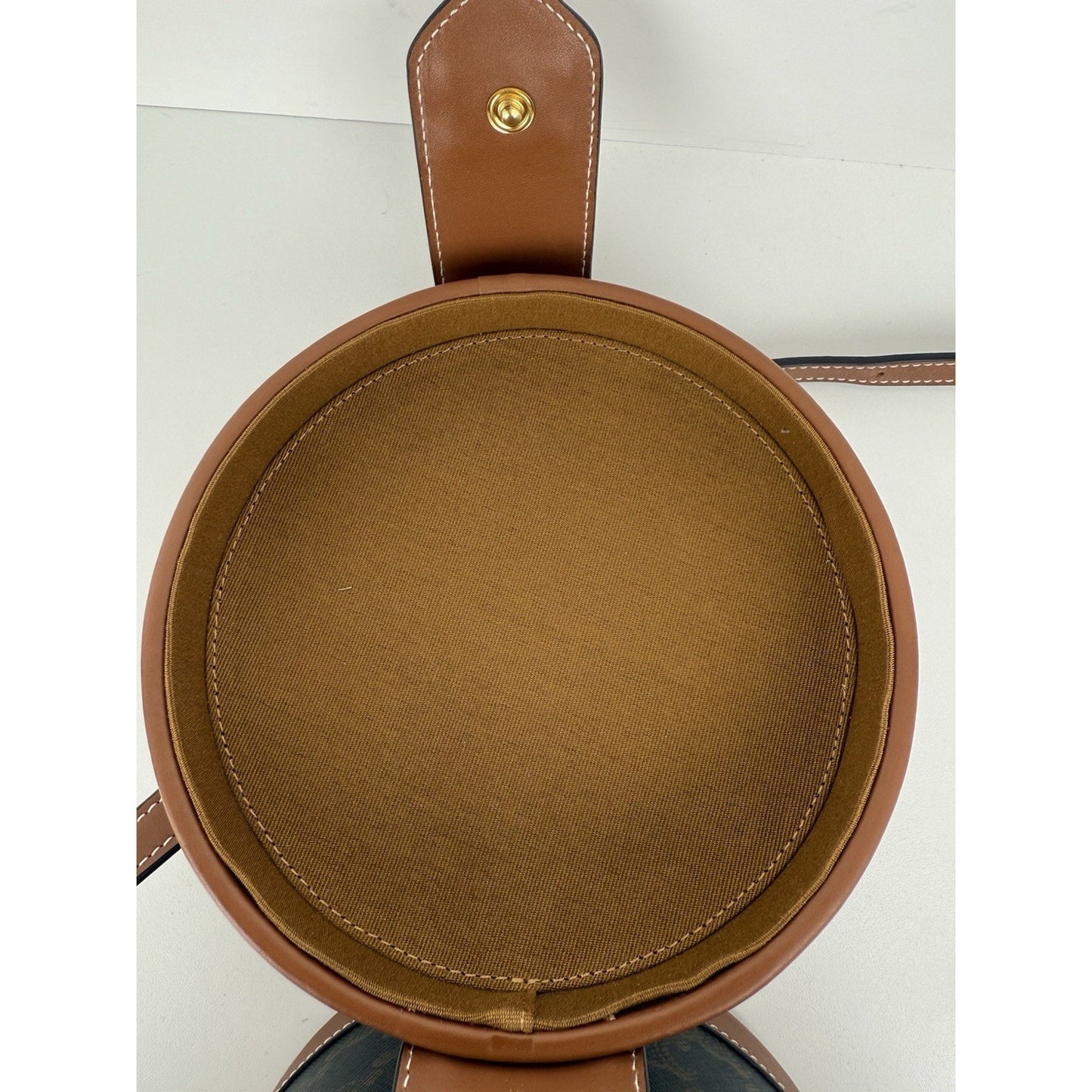 Celine Triomphe Tambour Brown Leather Shoulder Bag