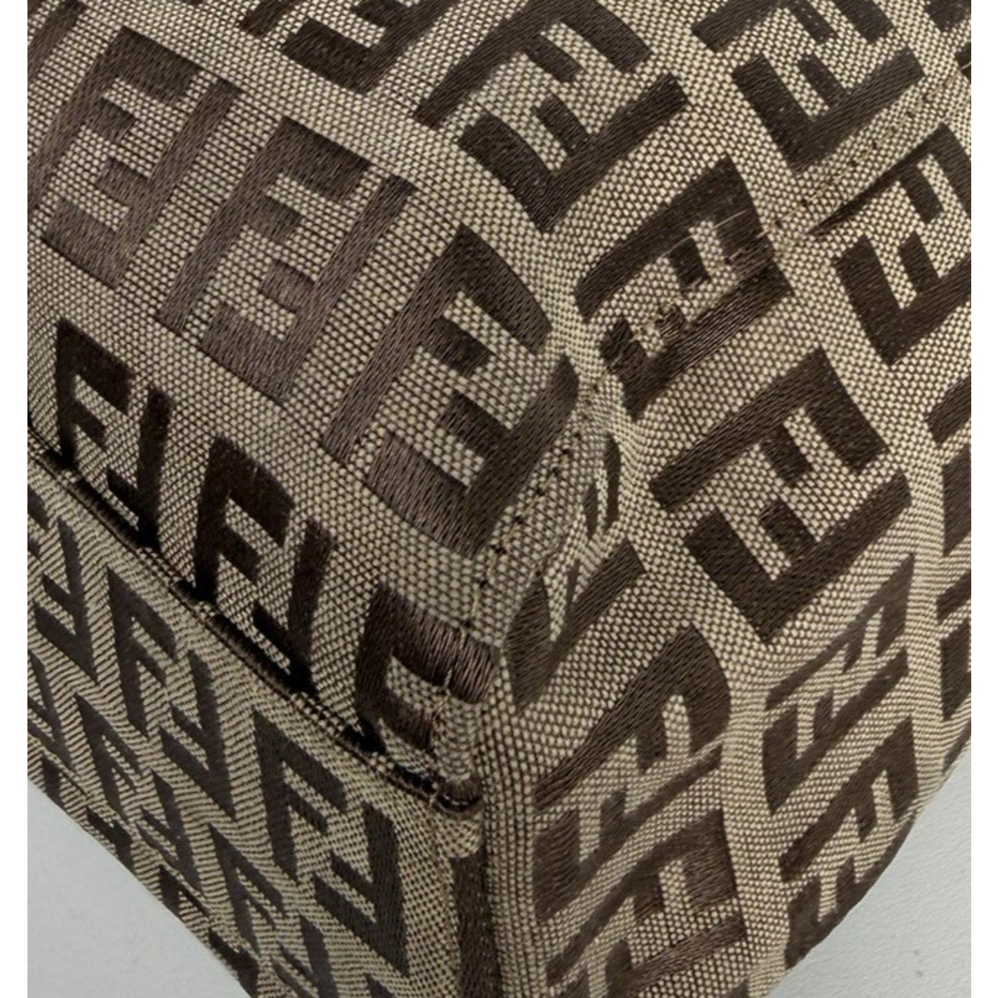 Fendi Zucchino Tote Bag in FF Monogram Canvas with Leather Trim S-05