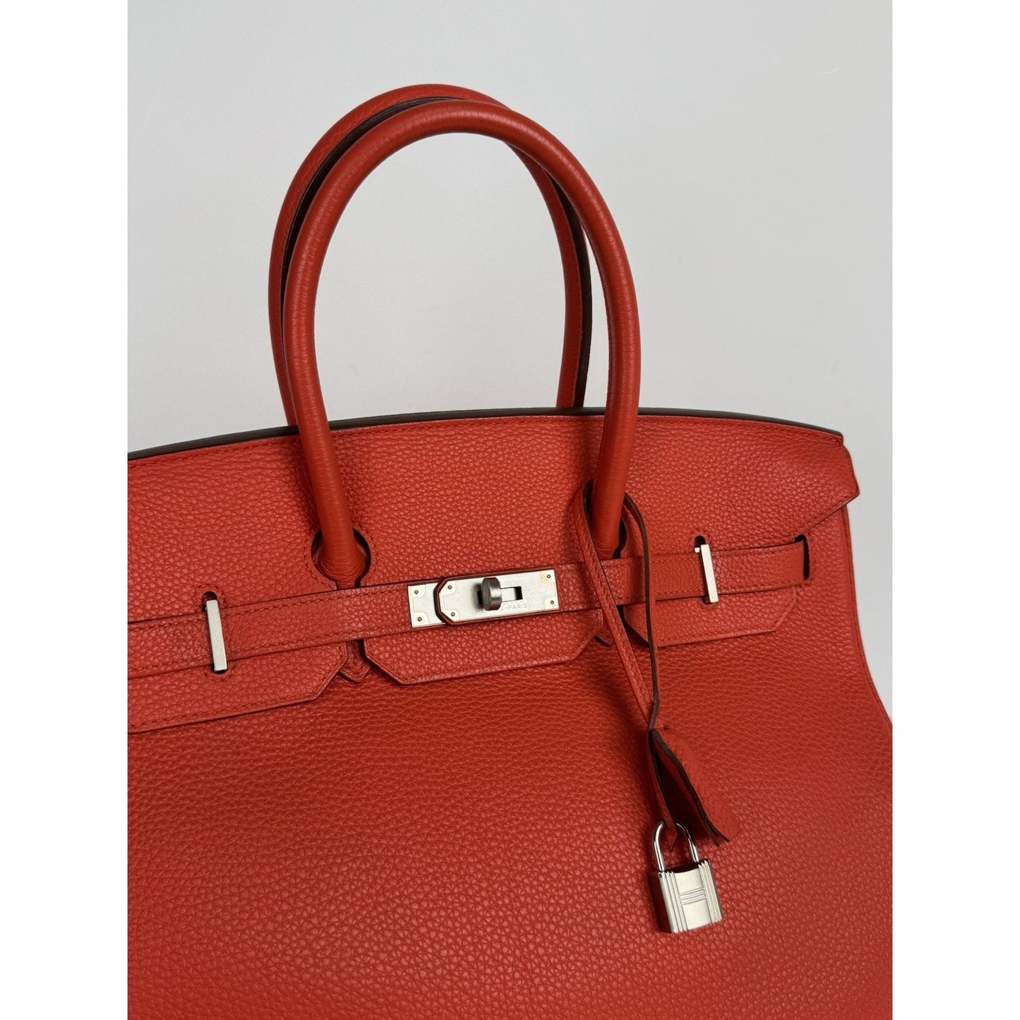 Hermes Birkin 35 Handbag in Red Clemence Leather with Palladium Hardware D-4
