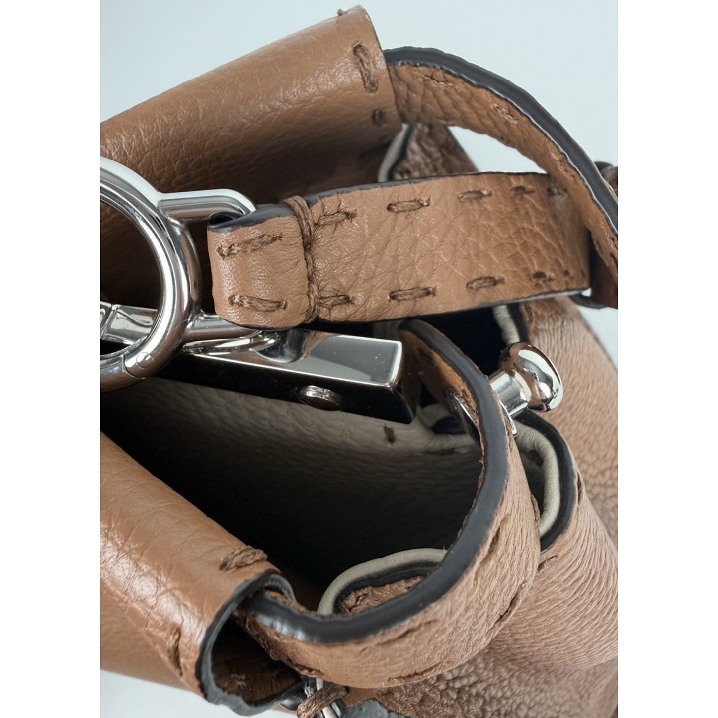 Fendi Selleria Peekaboo Handbag Medium Brown Cuoio Romano Leather B4