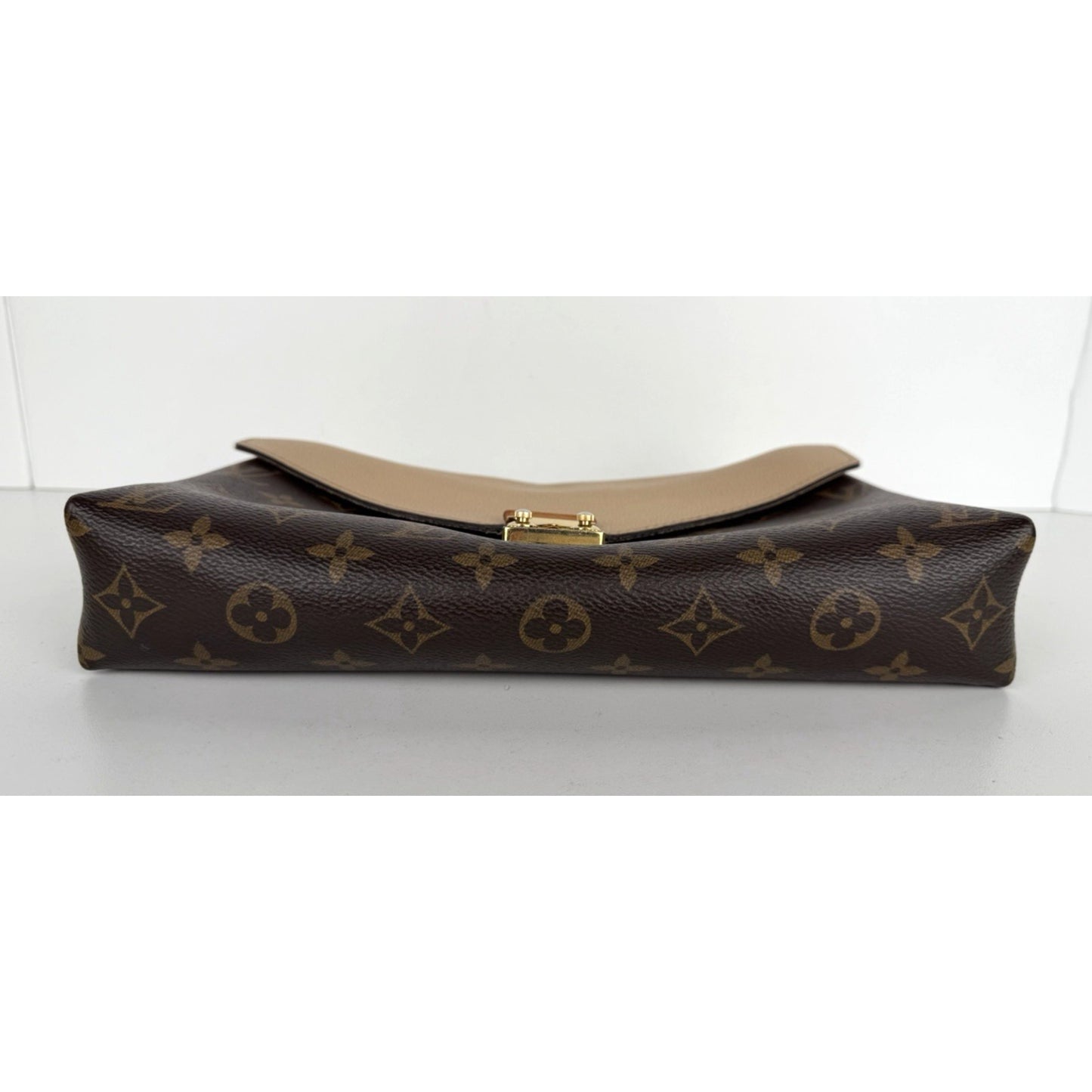 Louis Vuitton Pallas Chain Bag Beige Leather & Brown LV Monogram Canvas 2015 S05