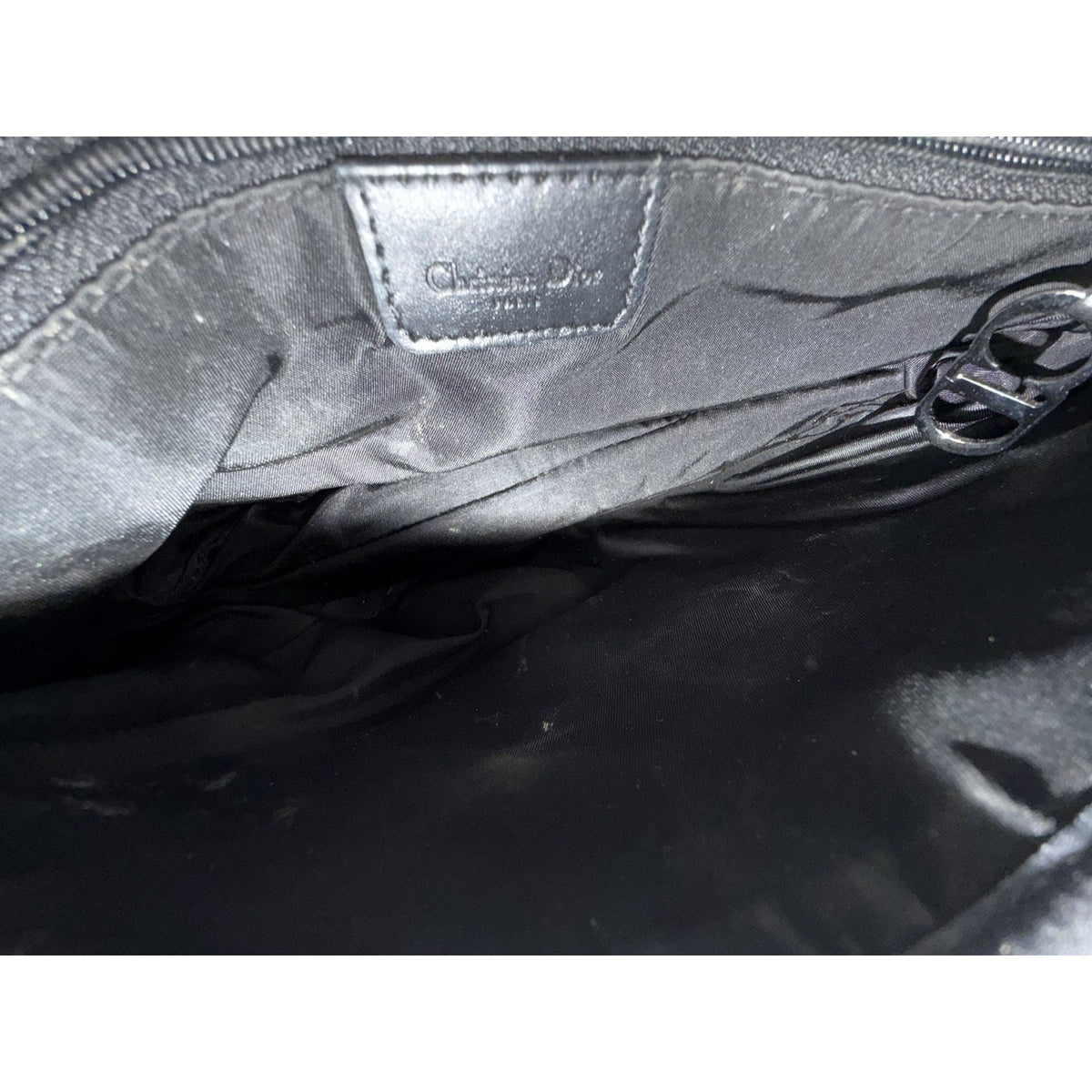 Christian Dior Monogram Double Saddle Bag Black Canvas Vintage John Galliano D4