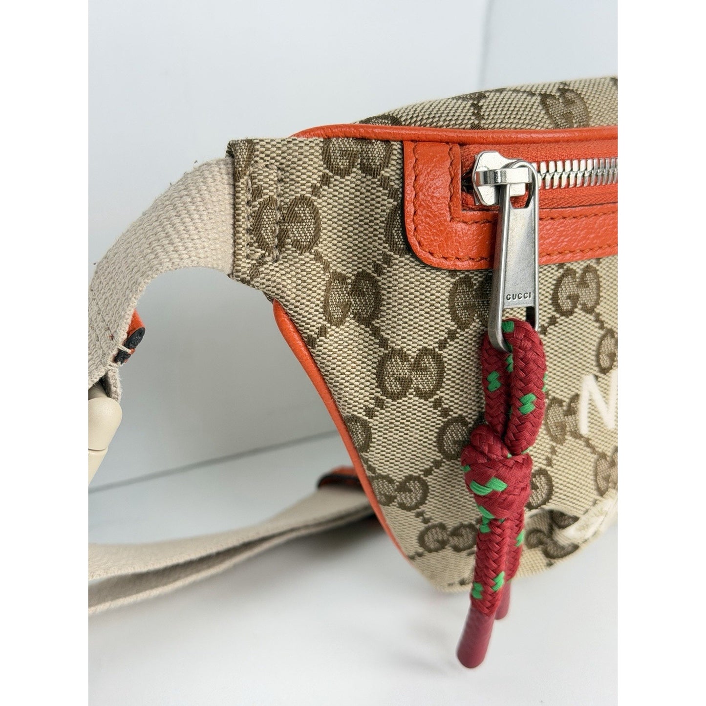 Gucci x The North Face Waist Belt Bag Beige Canvas & Orange Leather S08