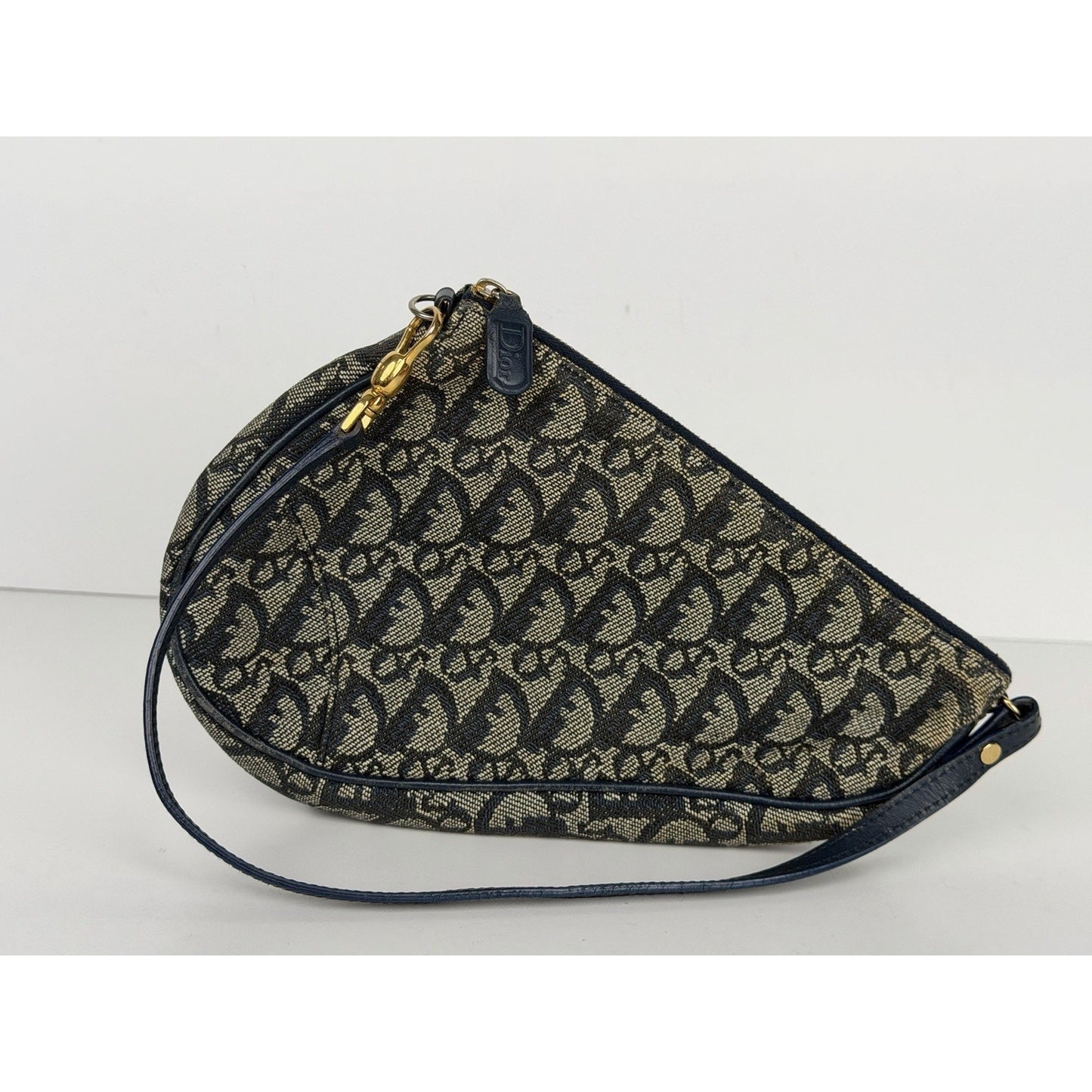 Christian Dior Trotter Saddle Bag in Navy Blue Canvas 2001 S08