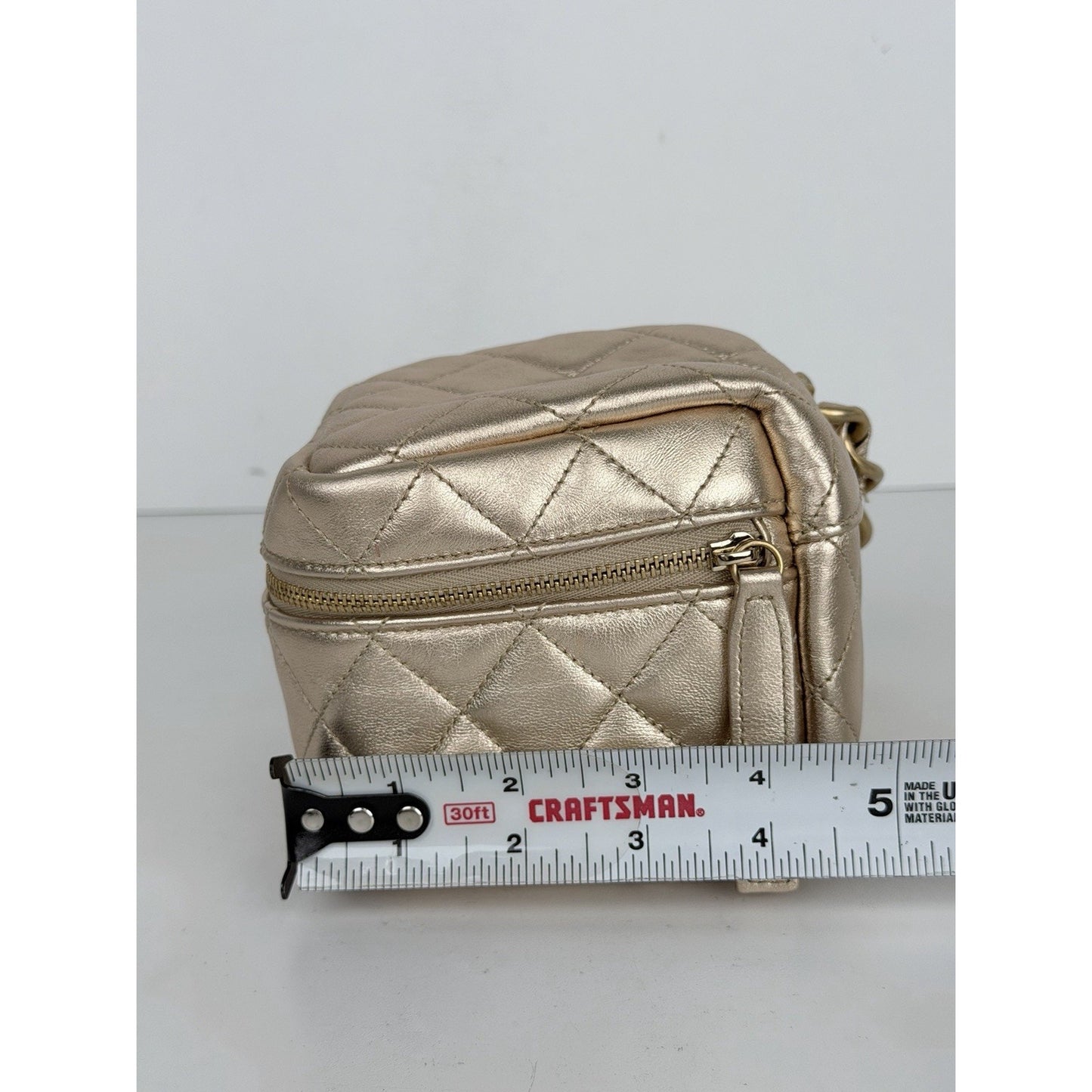 Chanel CC Cube Vanity Chain Bag Gold Quilted Metallic Lambskin 2021-2022 U3