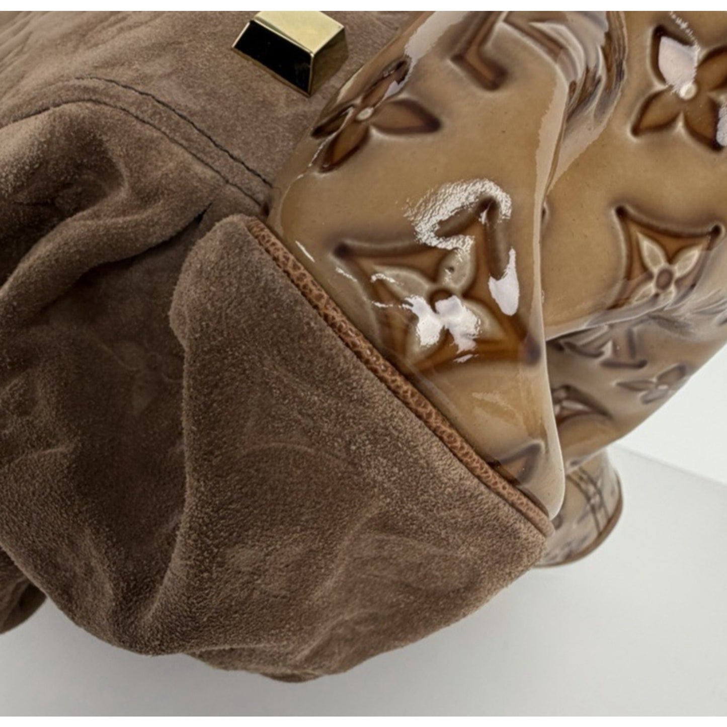 Louis Vuitton Irene Coco Bag in Brown Suede with Patent Leather Trim 2009 S09