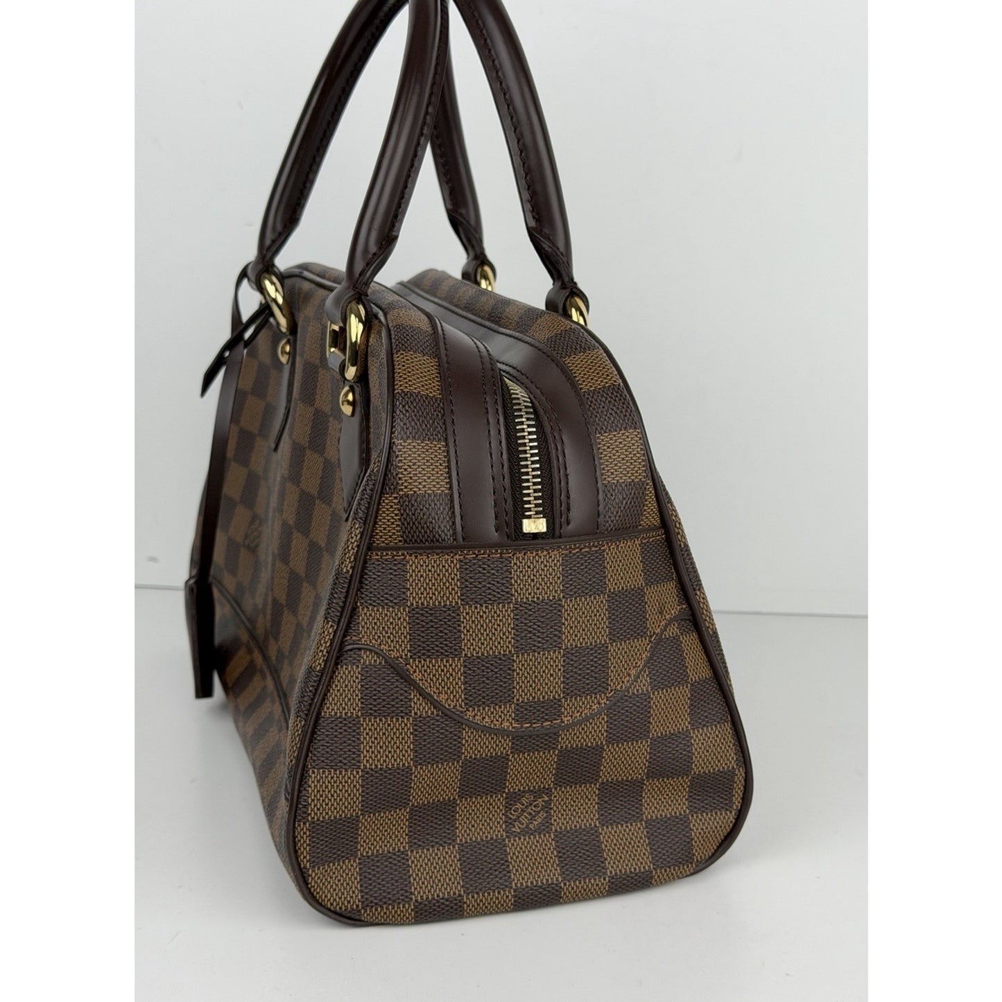 Louis Vuitton Duomo HandBag Damier Ebene & Brown Pattern Leather Handles 2006 S