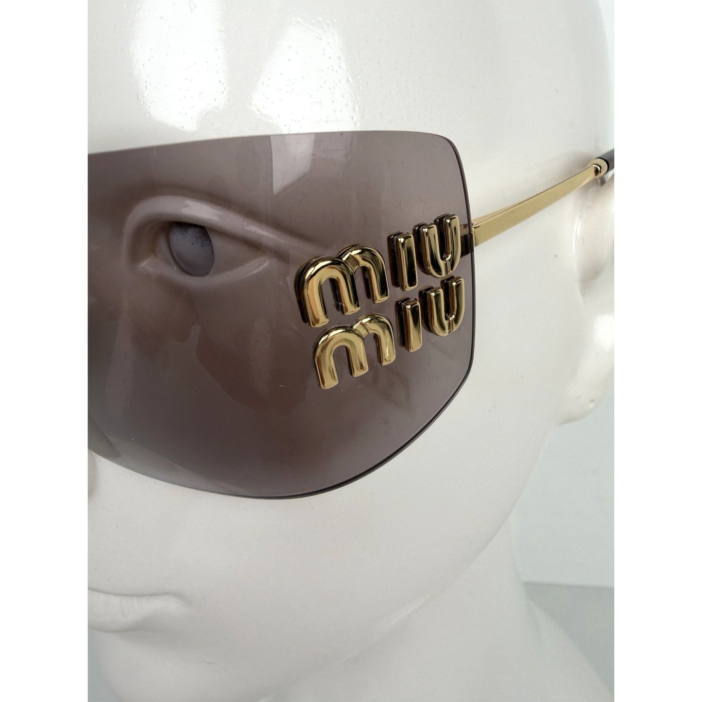 Miu Miu Aube MU 54YS Sunglasses in Gold-Tone Frame & Mauve Lenses S