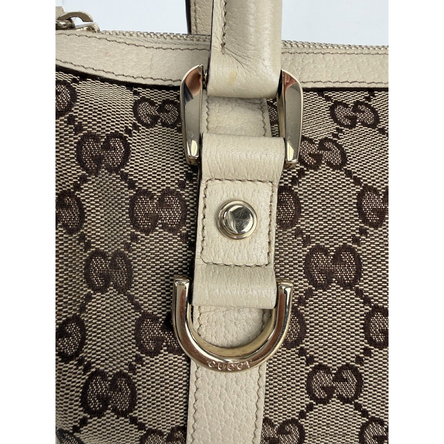 Gucci Abbey Boston Shoulder Bag Small Vintage in Brown GG Monogram Canvas S05