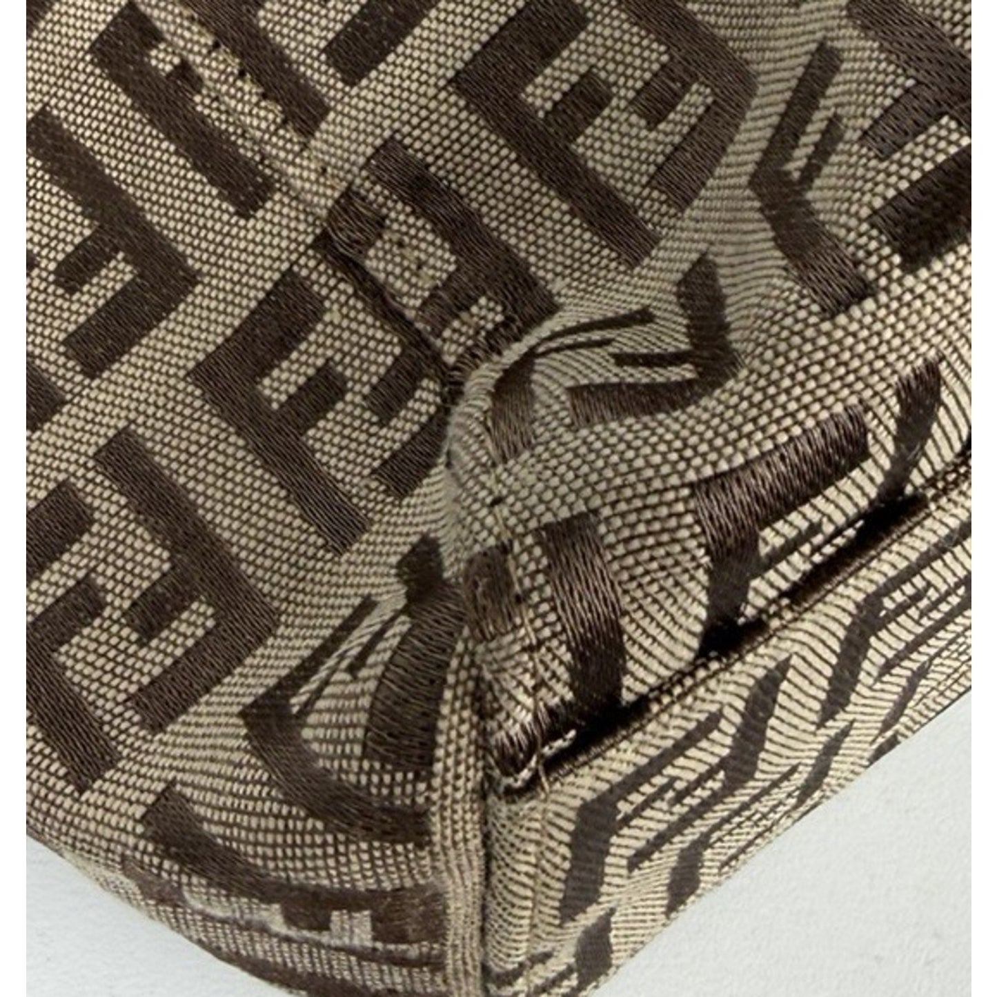 Fendi Zucchino Tote Bag in FF Monogram Canvas with Leather Trim S-05