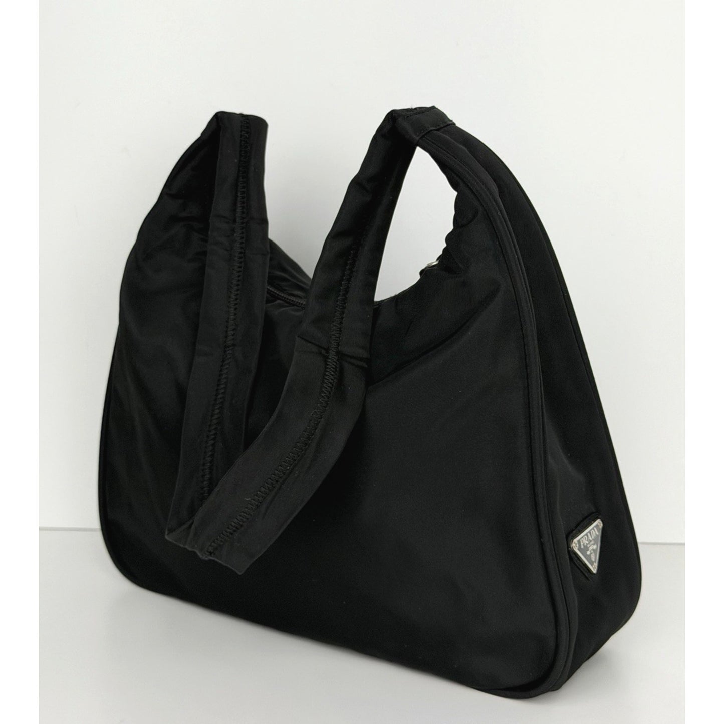 Prada Nylon Shoulder Bag Triangle Logo in Black for Women S06