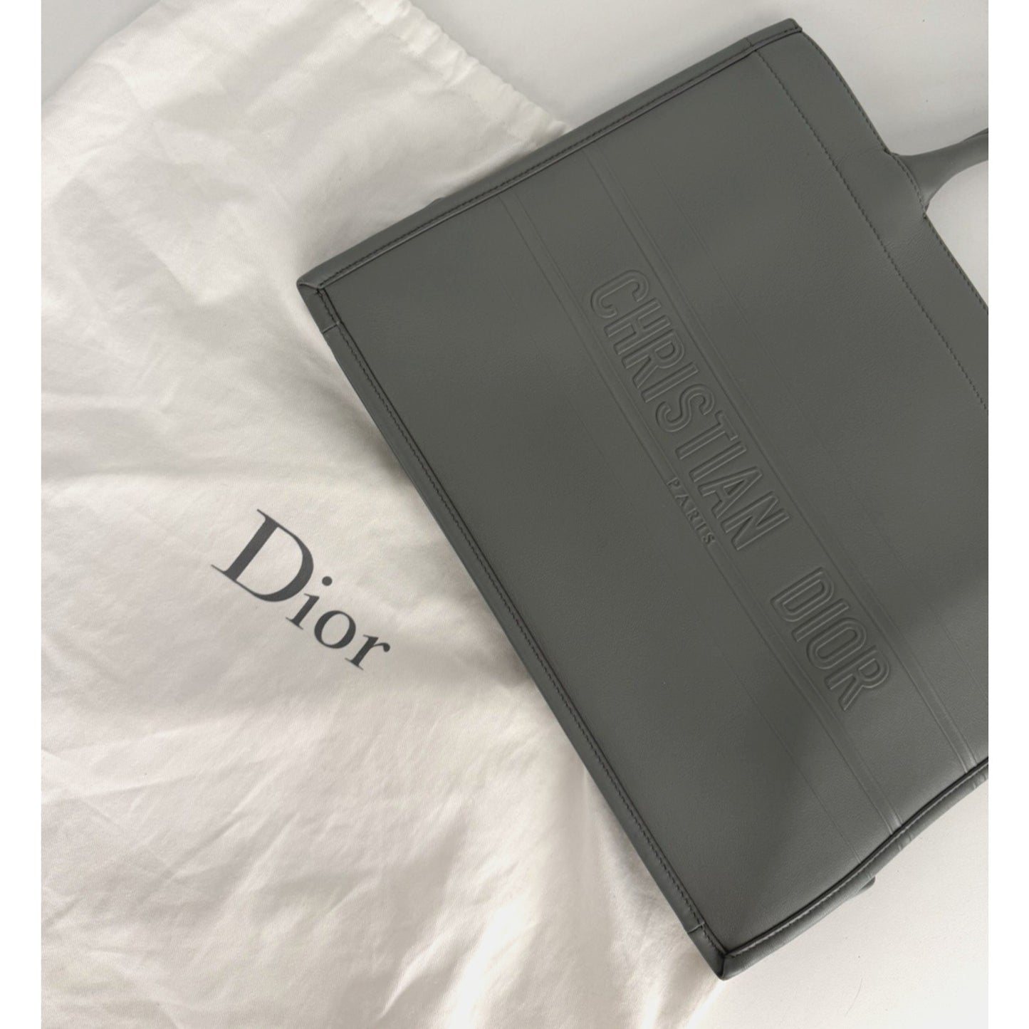 Christian Dior Book Tote Bag Medium in Gray Calfskin Leather 2020 S