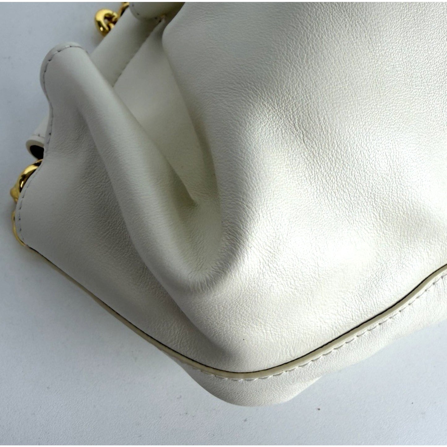 Loewe Paseo Small Bag in White Pleated Nappa Leather with Gold HW S-10
