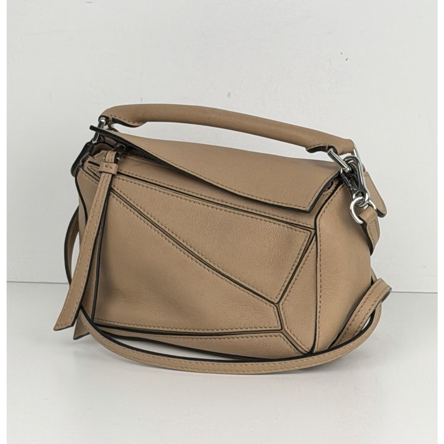Loewe Puzzle Mini Crossbody Bag in Sand Mink Calfskin Leather C3