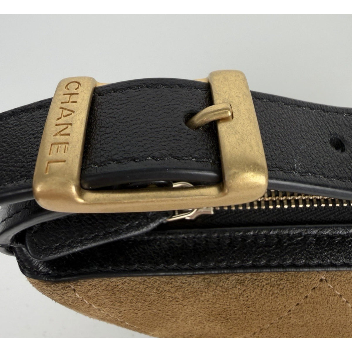 Chanel Coco Base Quilted Mini Hobo Clutch Bag with Chain in Brown Suede NFC E-3