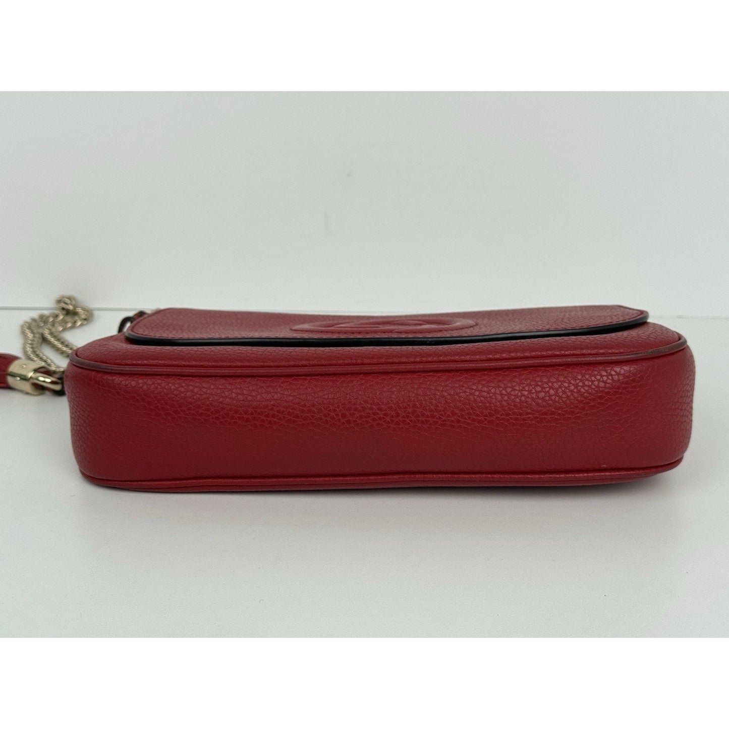 Gucci Soho Red Leather Medium Crossbody Bag with Chain Strap