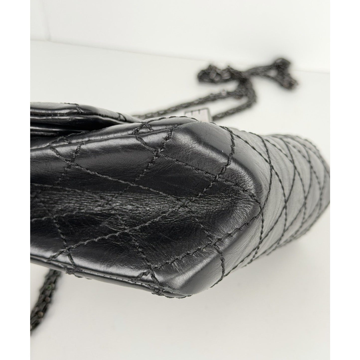 Chanel 2.55 Reissue Mini Flap Bag in Black Aged Calfskin Leather 2017 D5