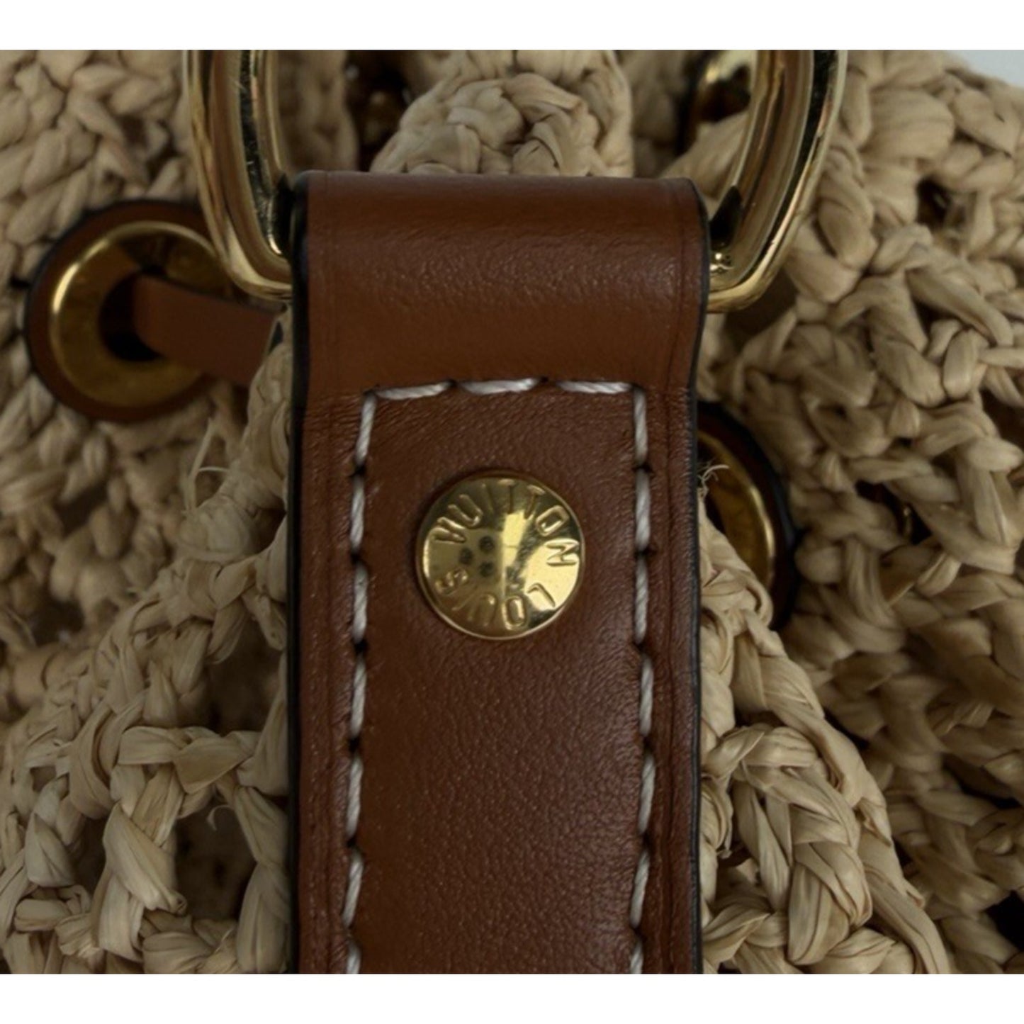 Louis Vuitton Noe BB Bag in Natural Woven Raffia with Leather Trim E-8
