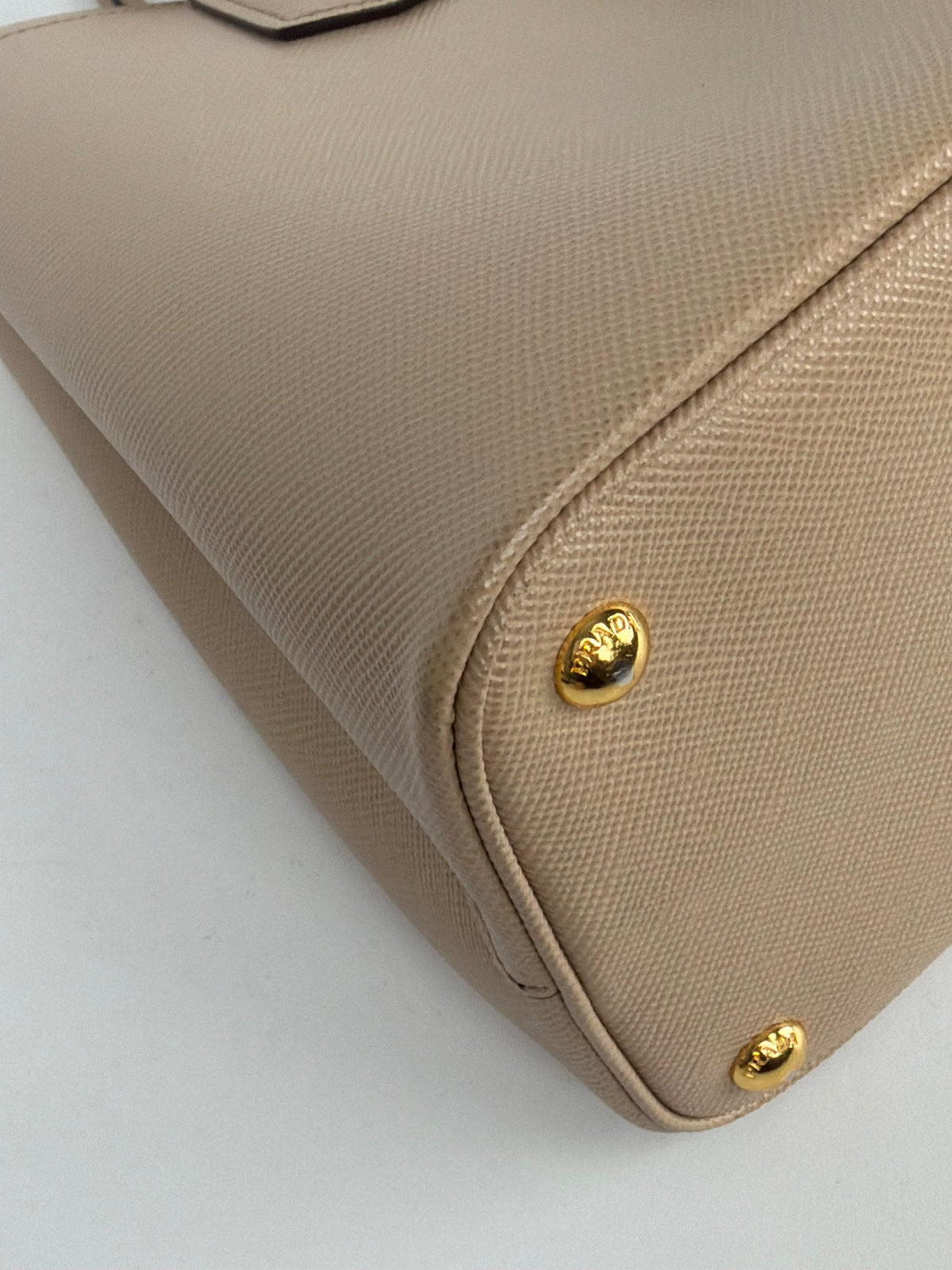 Prada Double Tote Medium Bag in Beige Saffiano Leather
