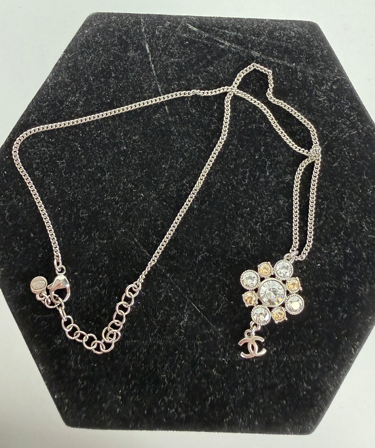 Chanel Strass CC Pendant Necklace witn Sparkling Crystals CC K1