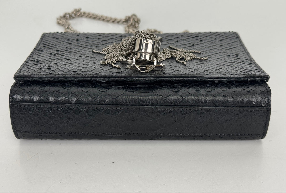 Saint Laurent Kate Tassel Bag in Black Python-Embossed Leather YS23