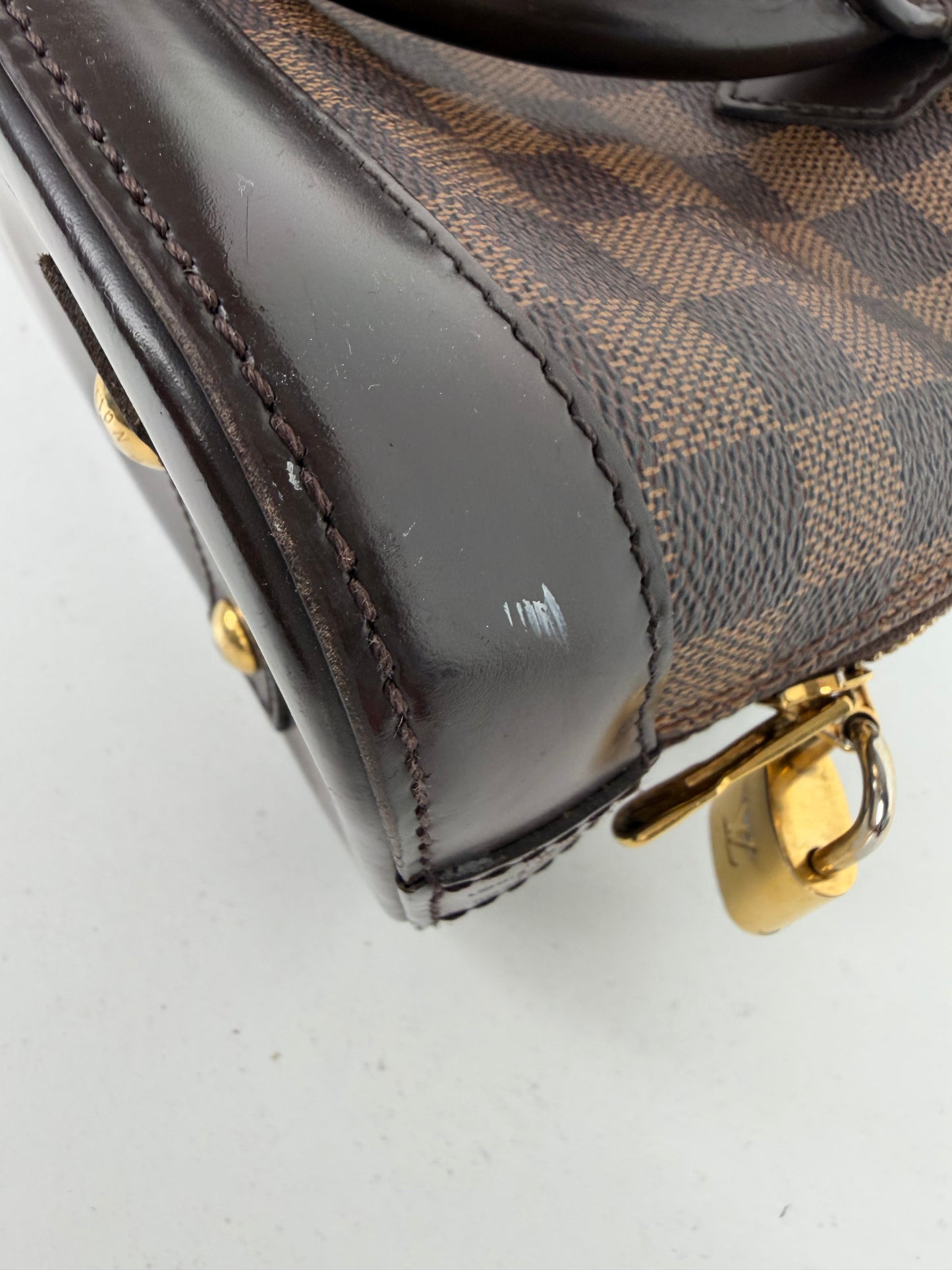 Louis Vuitton Alma BB Handbag in Damier Ebene Coated Canvas with Brown Leather Trim 2017 YS12