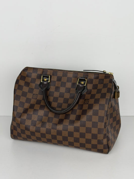 Louis Vuitton Speedy Handbag 30 in Damier Ebene Coated Canvas 2018 YS-14