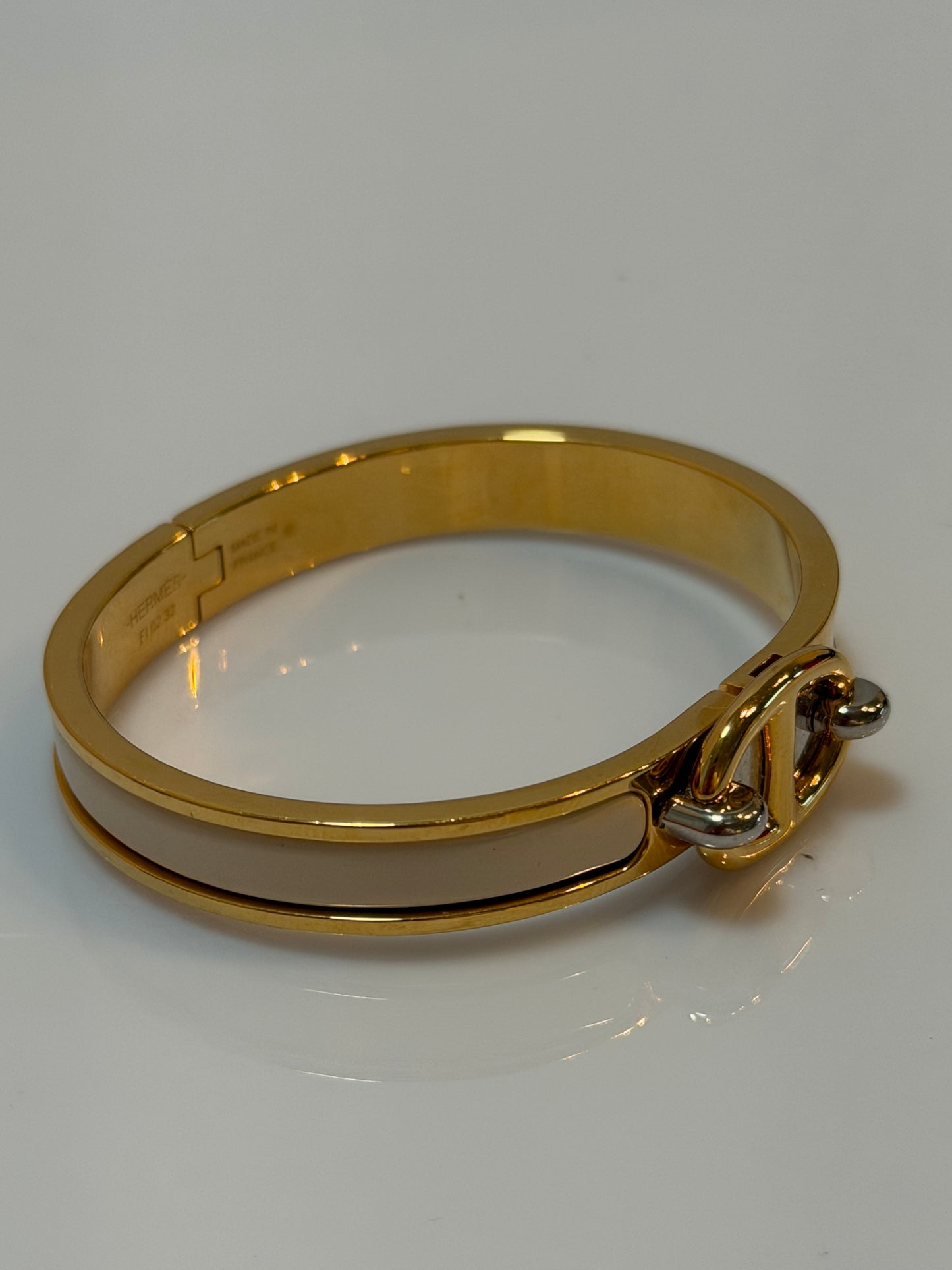 Hermes Mini Clic Chaine d'Ancre Enamel Bracelet - White & Gold