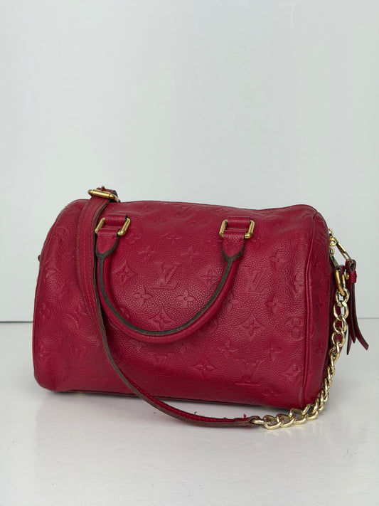 Louis Vuitton Speedy Bandouliere 25 Monogram Empreinte Leather Deep Red 2013 YC1