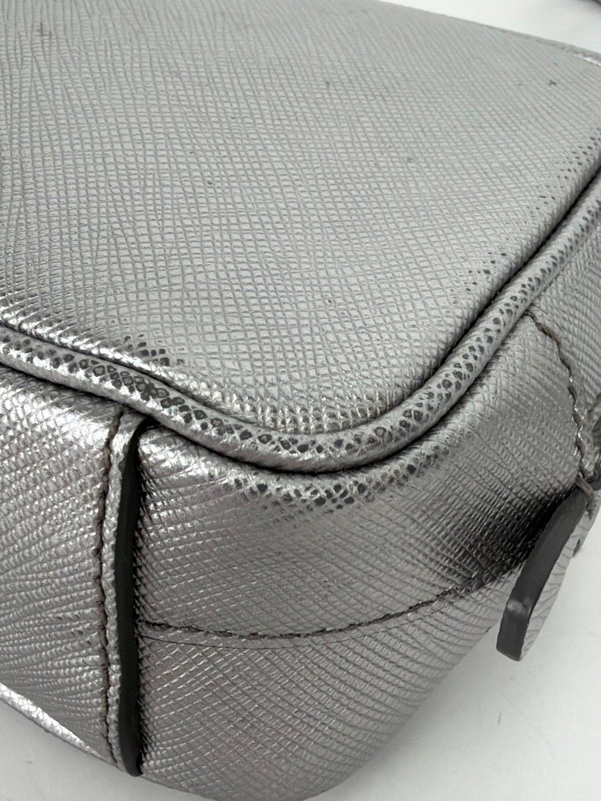 Prada Saffiano Lux Mini Camera Crossbody Bag in Metallic Saffiano Leather YS21