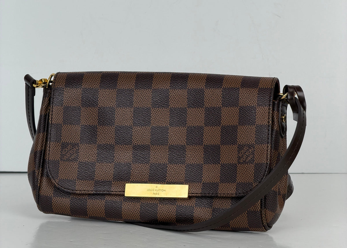Louis Vuitton Favorite PM Shoulder Bag in Brown Damier Ebene Coated Canvas YS22