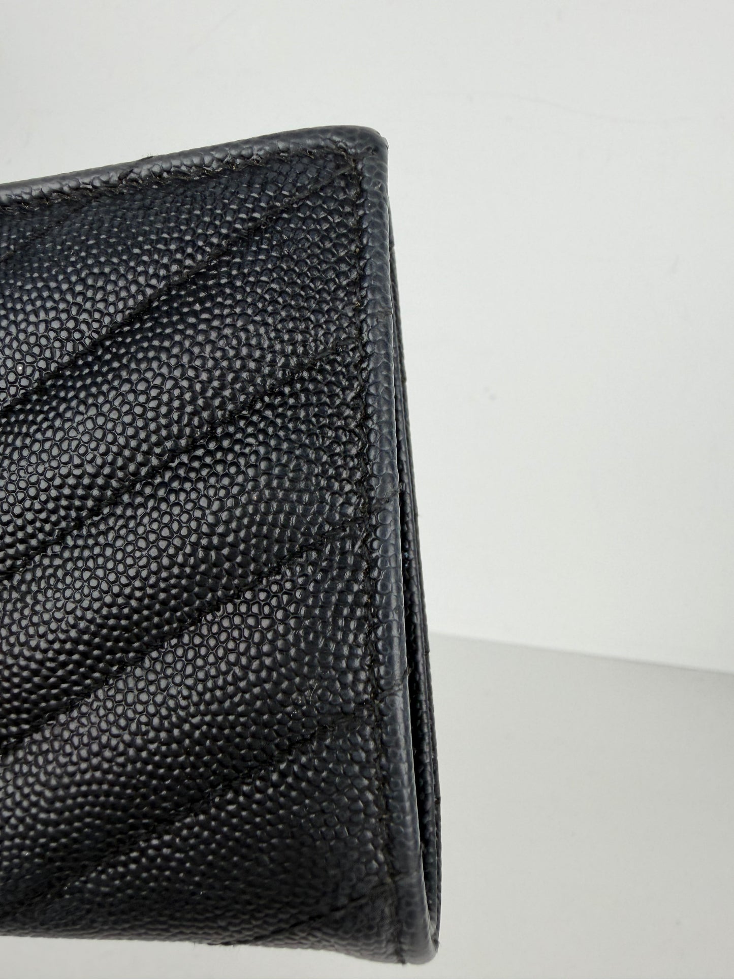 Saint Laurent Cassandre Matelasse Bi-Fold Wallet in Black Grain de Poudre Leather YK-2