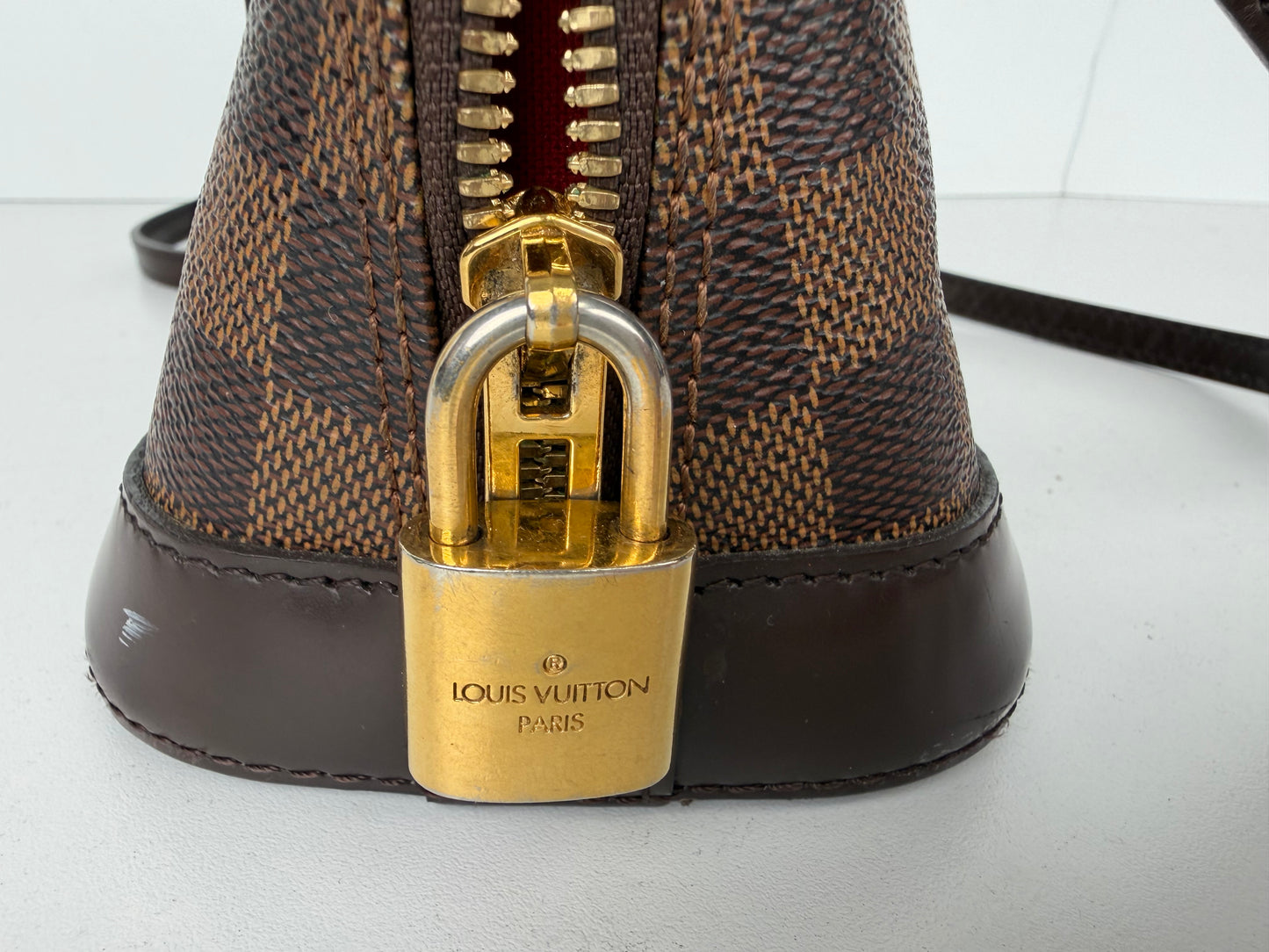 Louis Vuitton Alma BB Handbag in Damier Ebene Coated Canvas with Brown Leather Trim 2017 YS12