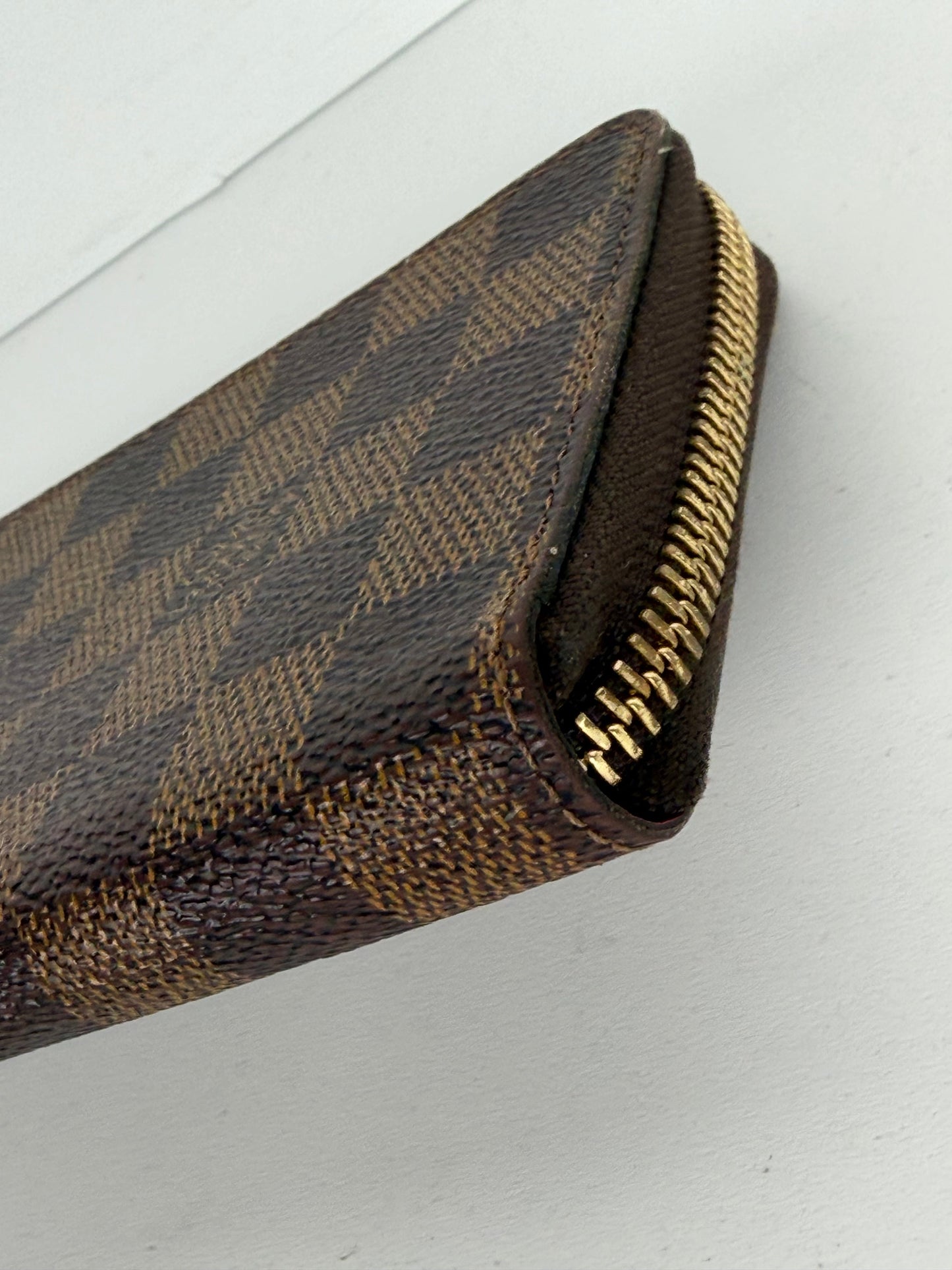 Louis Vuitton Clemence Zippy Wallet in Damier Ebene Coated Canvas 2019 Y