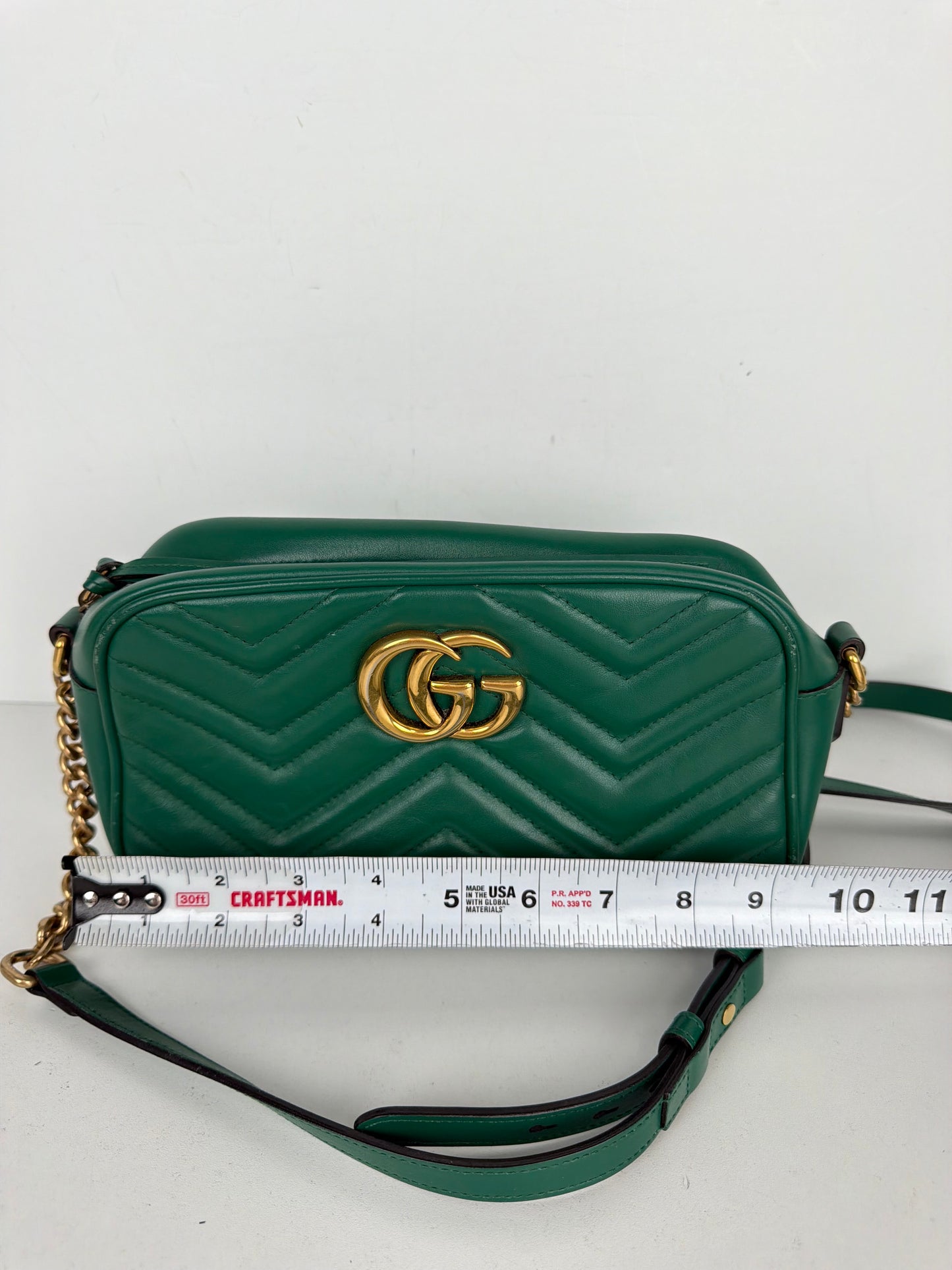 Gucci GG Marmont Shoulder Bag Small in Green Quilted Leather Y-20