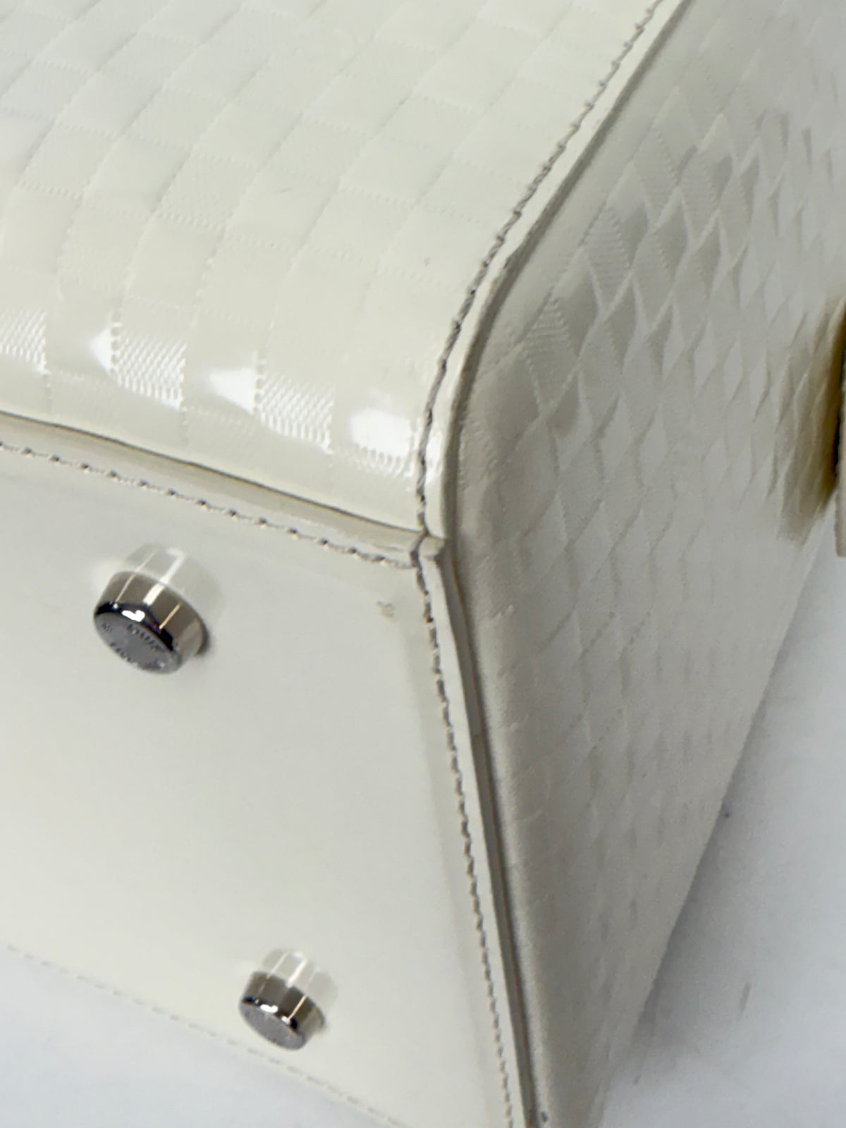 Louis Vuitton Speedy Cube MM Bag in White Damier Facette Patent Leather 2012 YC2