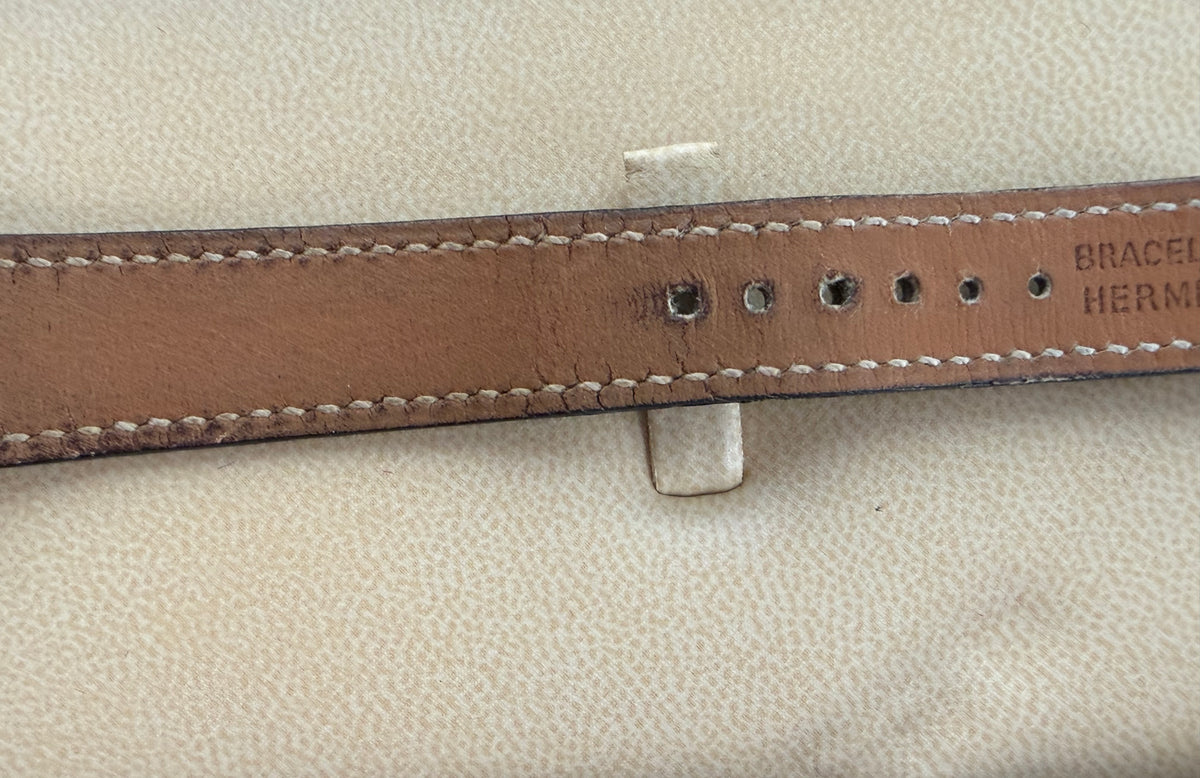 Hermes Heure H Watch 21mm in H-Shaped Stainless Steel Blue Leather Strap Y