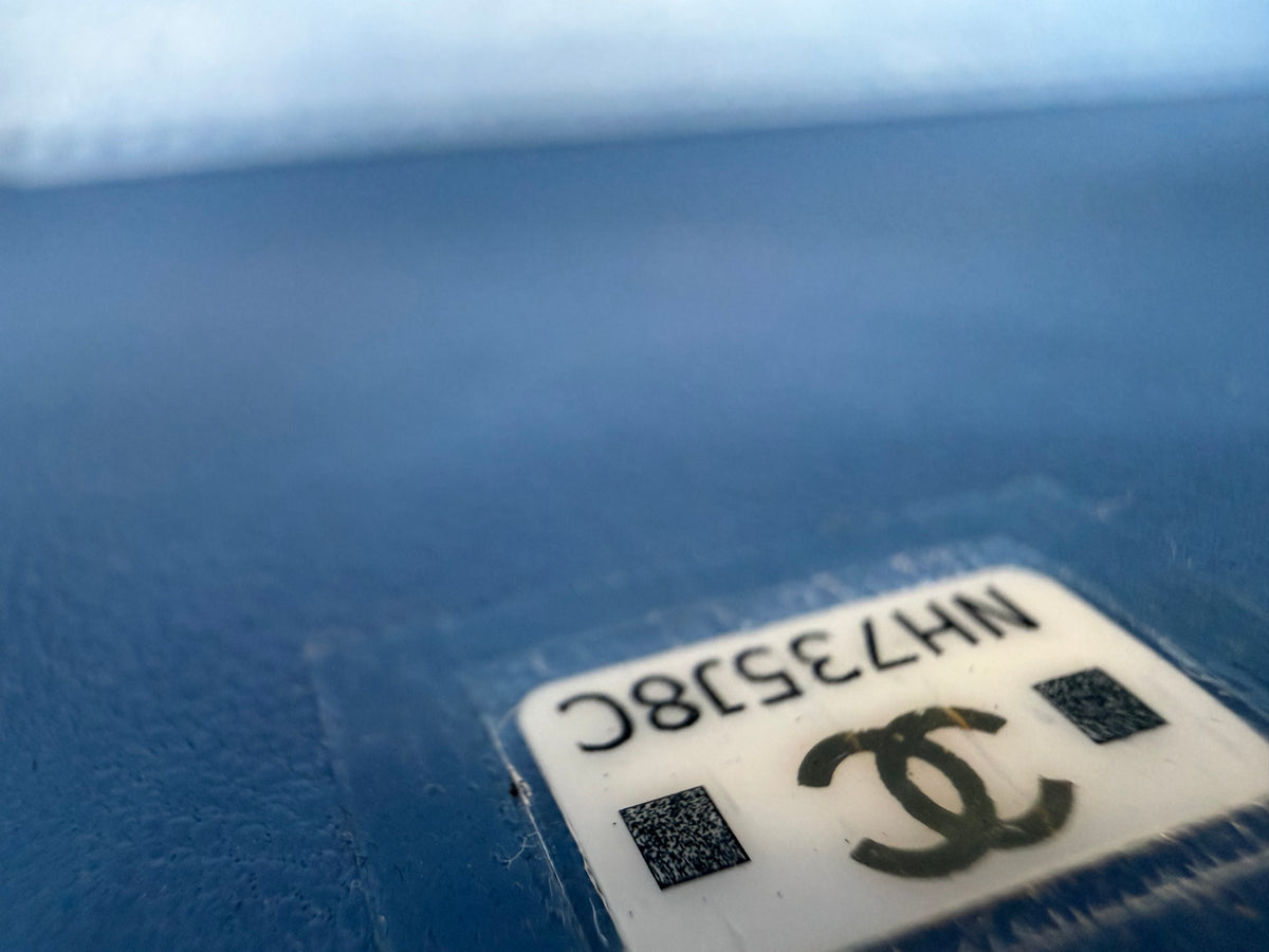 Chanel Denim Quilted Camellia Sweetheart Small Vanity Case in Blue Denim NFC YC3