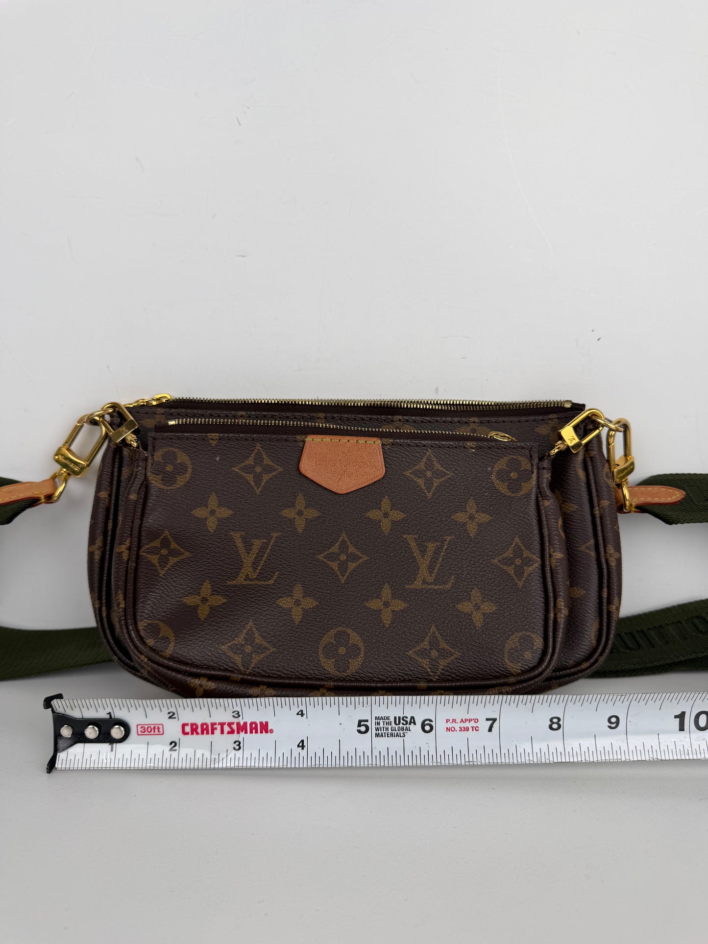 Louis Vuitton Multi Pochette Bag in Khaki & Brown LV Monogram Coated Canvas NFC C-9