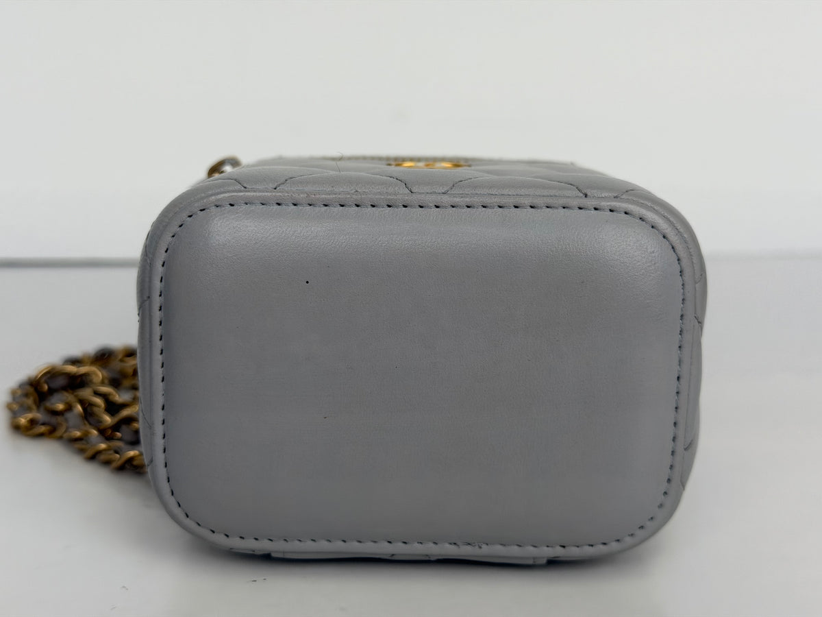 Chanel Small Vanity Case Top Handle Grey