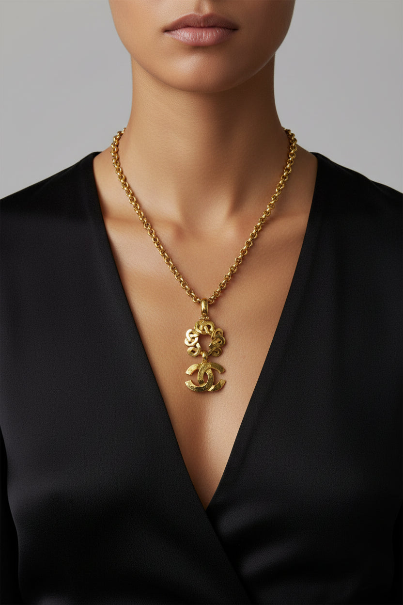 Chanel Vintage CC Logo Pendant Necklace