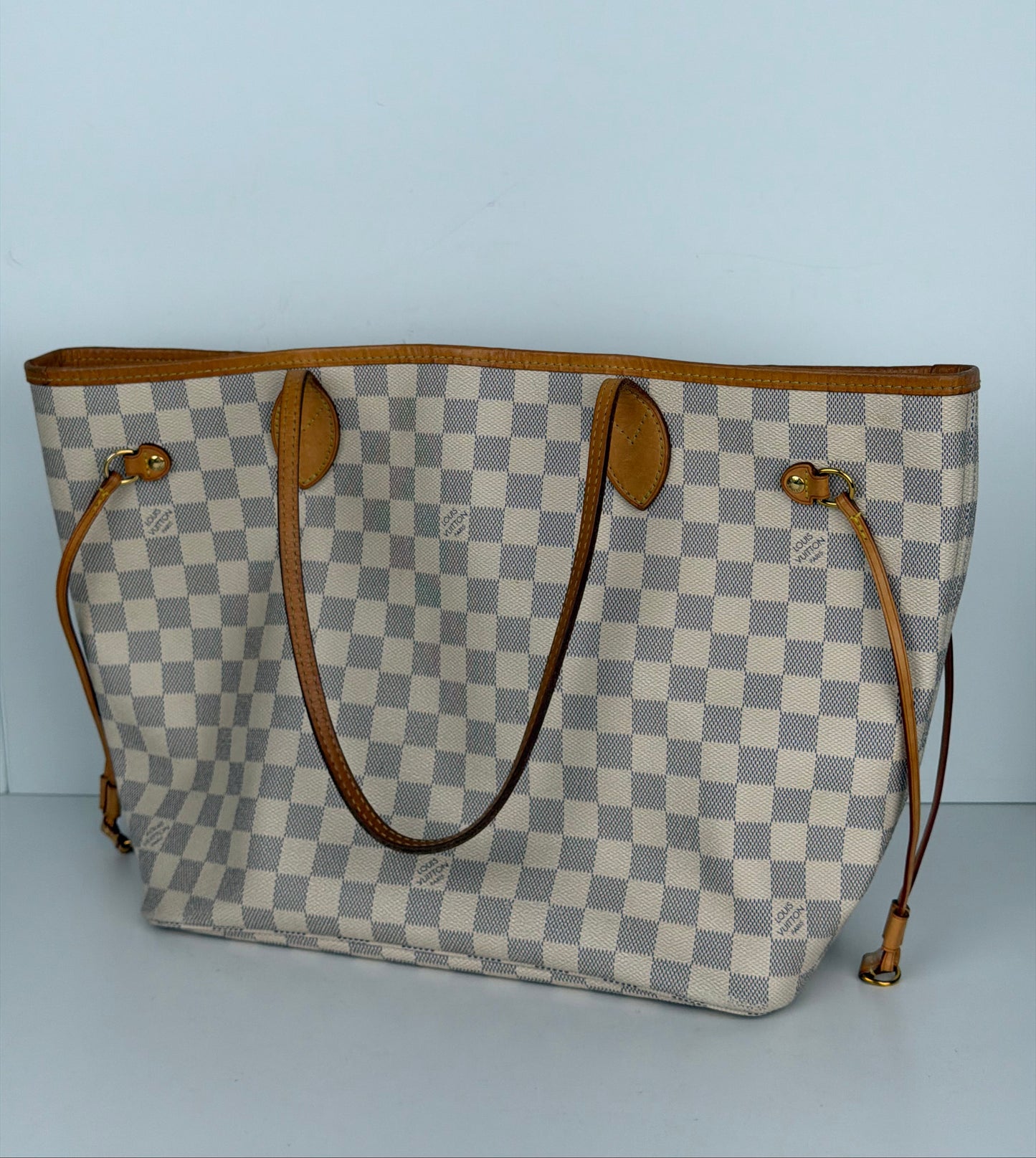 Louis Vuitton Neverfull Tote Bag MM in Damier Azur Coated Canvas 2017 YS