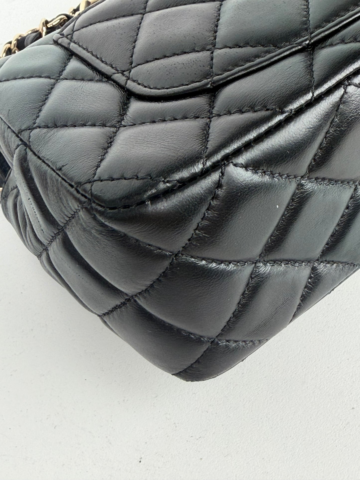 Chanel Mini Crystal Crossbody Top Handle Bag in Black Lambskin Quilted Leather NFC YC-1
