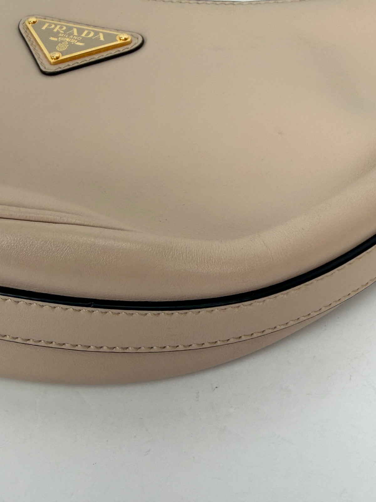 Prada Arque Small Leather Shoulder Bag in Beige Leather YC5