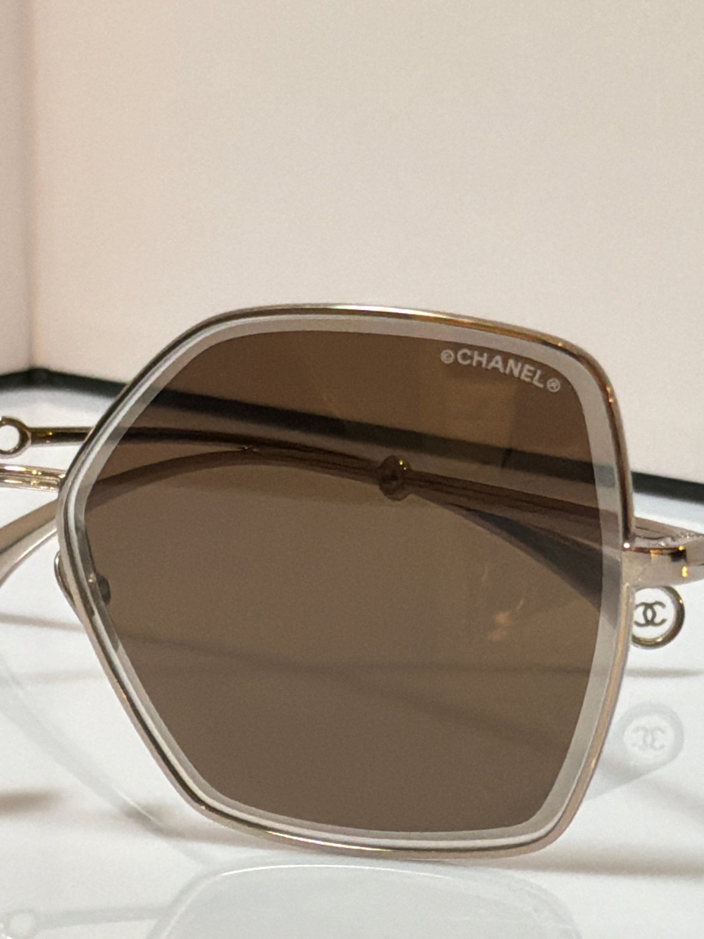 Chanel Silver Tone/Brown 4262 Butterfly Pearl Sunglasses