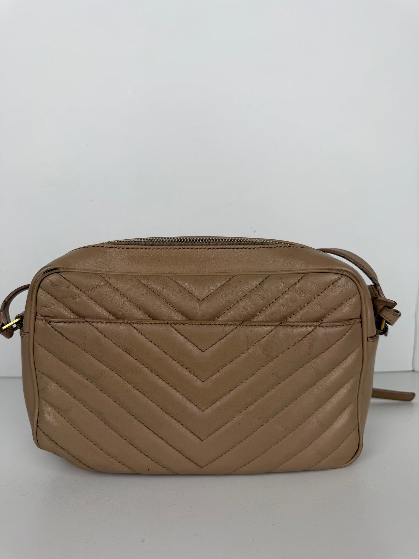 Saint Laurent Matelasse Monogram Lou Camera Bag Small in Beige Leather YS-08