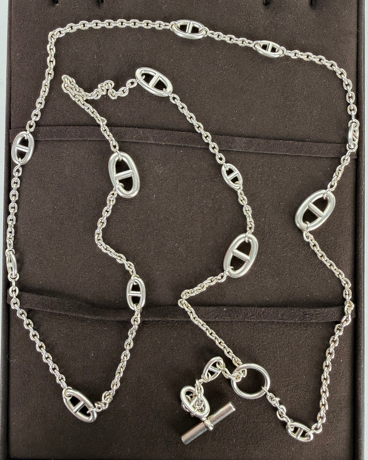 Hermes Farandole Long Necklace in Sterling Silver Chaine D'Ancre