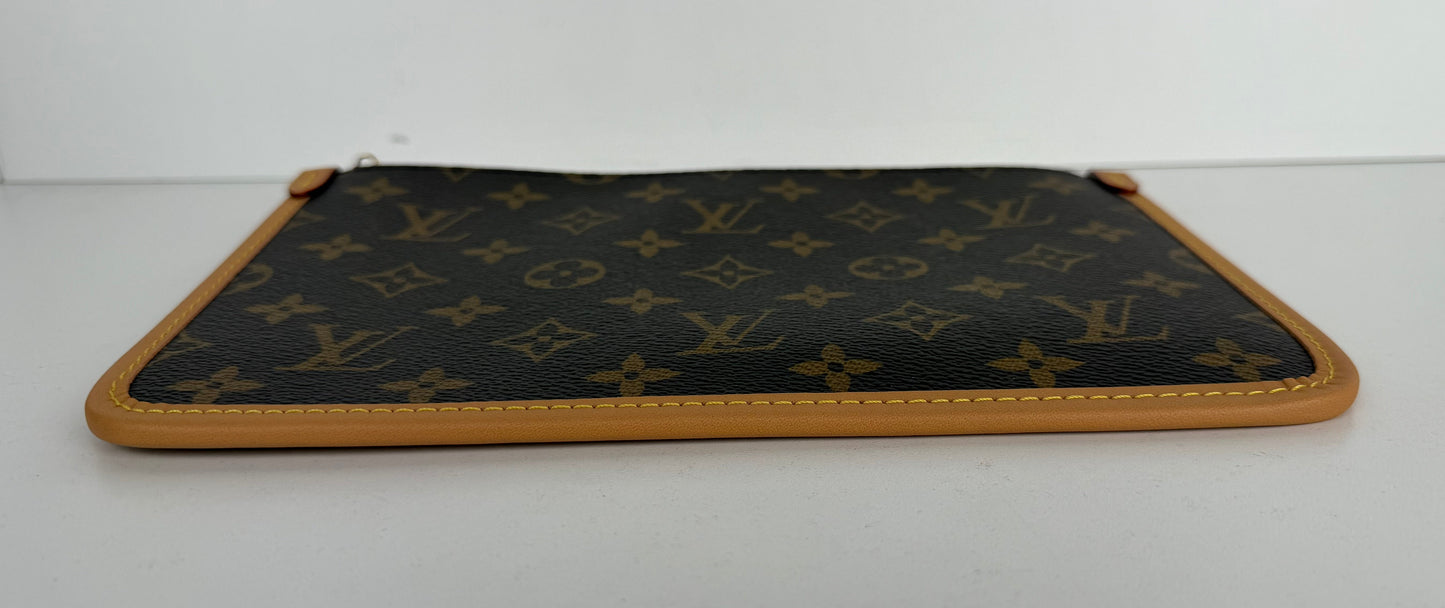 Louis Vuitton CarryAll MM Pochette Bag in Brown LV Monogram Coated Canvas YK-1