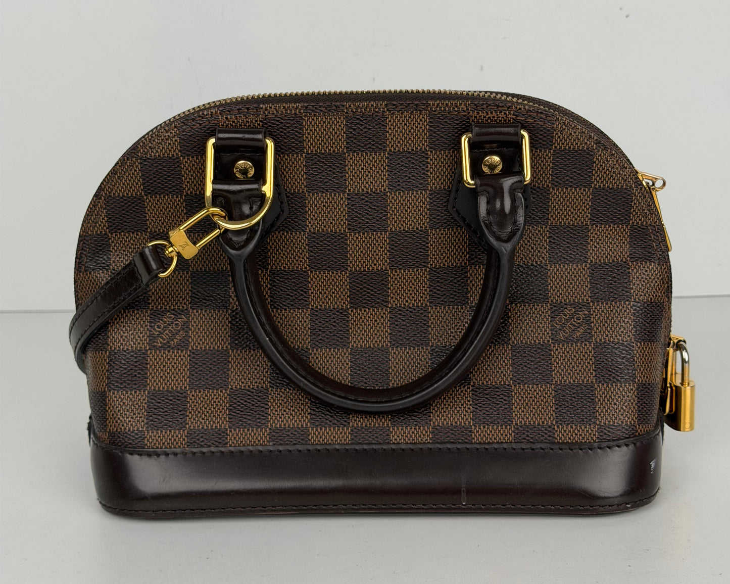 Louis Vuitton Alma BB Handbag in Damier Ebene Coated Canvas with Brown Leather Trim 2017 YS12